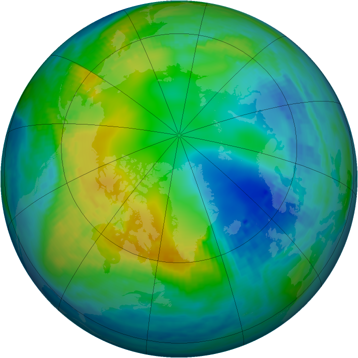 Arctic ozone map for 15 November 1989